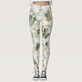 Legging de acuarela de prado de trébol botánico vi