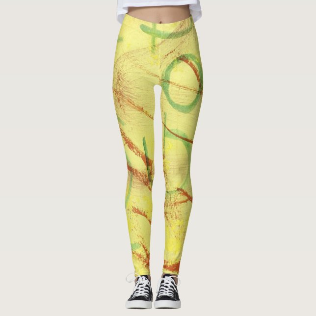 Legging de diseño amarillo y verde. (Anverso)