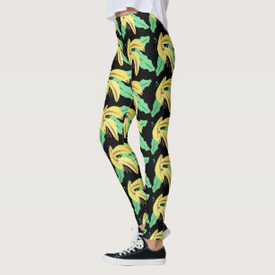 Legging de Patrón Amarillo de Racimo de Plátanos