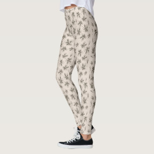 Legging de patrón de yoga botánico de mariposas de
