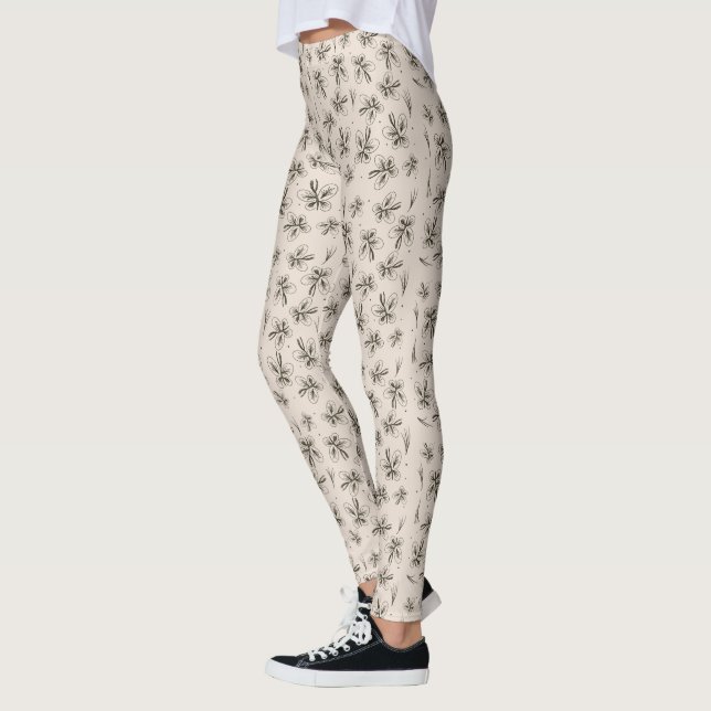 Legging de patrón de yoga botánico de mariposas de (Izquierda)