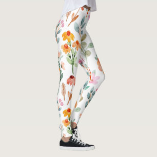 legging de peonía floral acuarela pastel