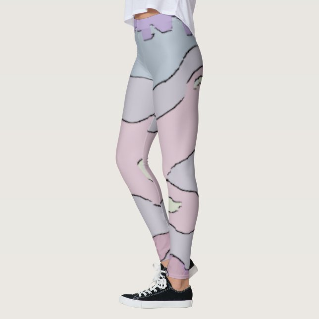 Legging Long Abstrait Violet et Rose (Izquierda)