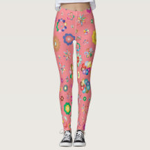 Legging rose Multi fleurs