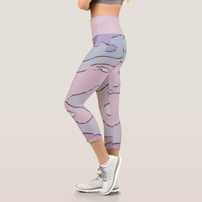 Legging Taille Haute Abstrait Violet et Rose (Izquierda)