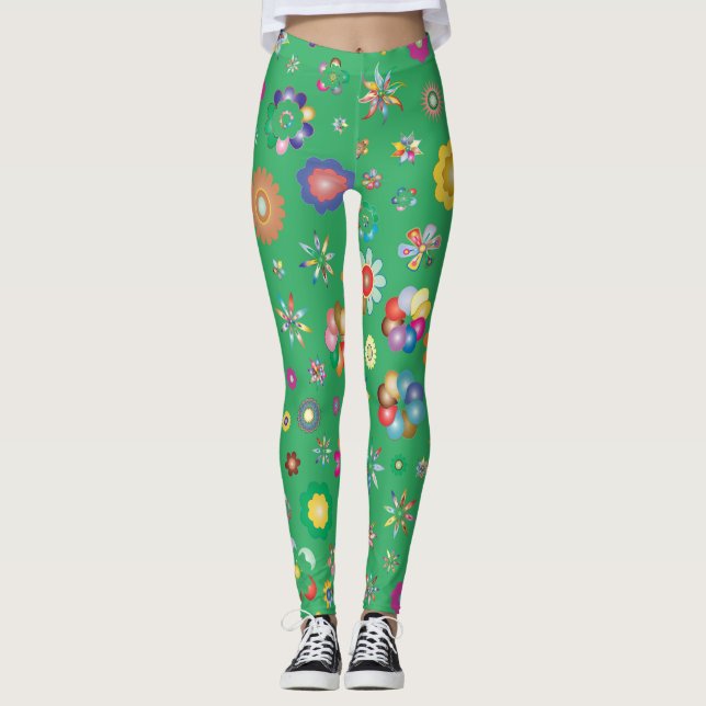 Legging vert Multi fleurs (Anverso)