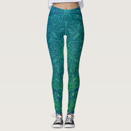 LEGGINGS アラベスク文様　グリーングラデ×ブルーベース