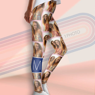 Leggings 1 Collage de fotos con monograma puede editar colo