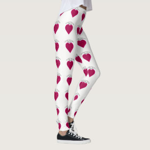 Leggings 1 corazón negro rosaColor rosa múltiple te amo,