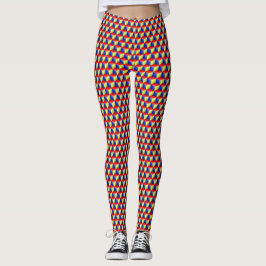 Leggings 2 capas - Cubos 3D Rojo Amarillo Azul XDIY BG Blan