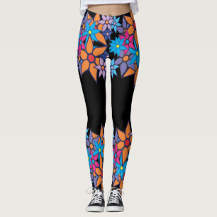Leggings #2 floral azul rosado anaranjado