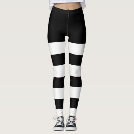 Leggings 2 franjas blancas y negras con 2 tonos