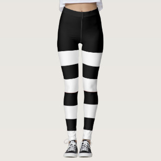 Leggings 2 franjas blancas y negras con 2 tonos