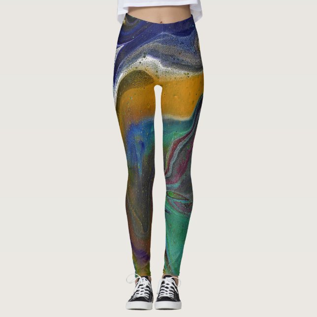 Leggings 2 Piernas psicodélicas abstractas (Anverso)