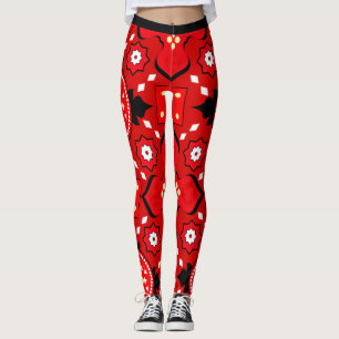 Leggings 3.ª Impresionante estampación tribal en color rojo