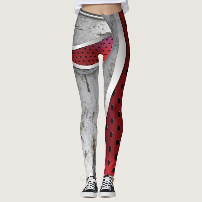 Leggings 3D texturado en rojo y gris (Anverso)