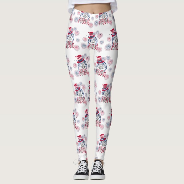 Leggings 4 de julio Día de la Independencia Águila American (Anverso)