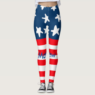 Leggings 4 de julio Día de la Independencia añadir el nombr