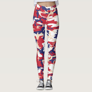 Leggings 4 de julio, Día de la Independencia, beige de camu