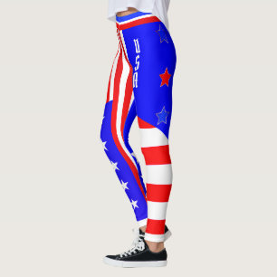 Leggings 4 de julio Estrellas y franjas de color rojo blanc