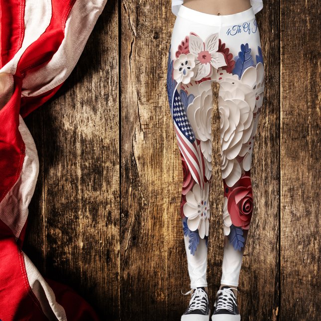Leggings 4 De Julio: Flores Patrióticas 3D (Subido por el creador)