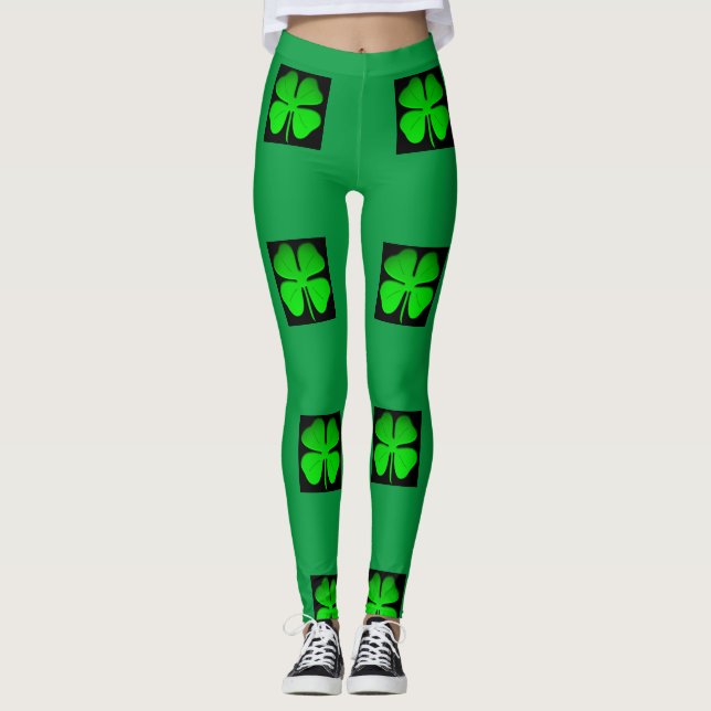 Leggings 4 piernas de trébol de hoja por dalDesignNZ (Anverso)