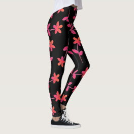 Leggings 4Cindy floral negro anaranjado fucsia