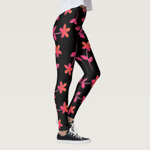 Leggings 4Cindy floral negro anaranjado fucsia