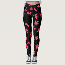 Leggings 4Cindy floral negro anaranjado fucsia