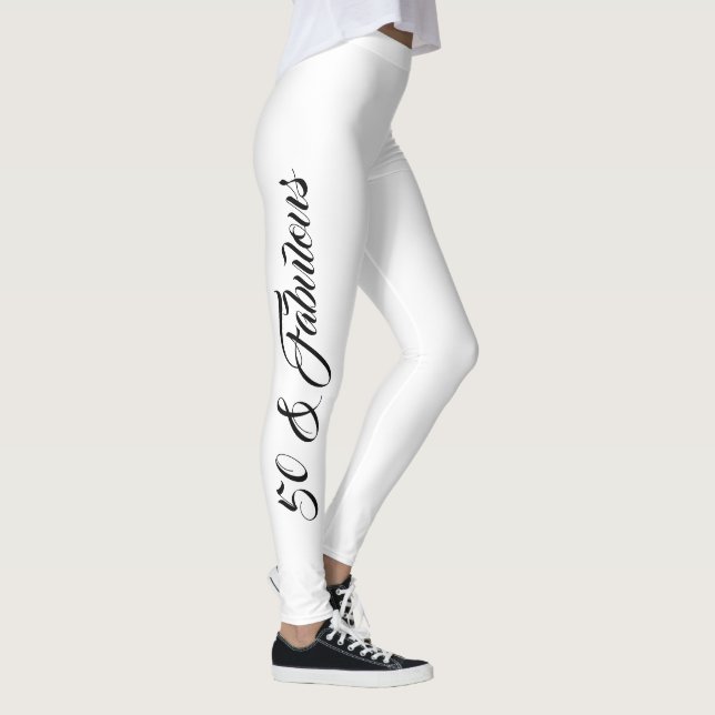 Leggings 50.º cumpleaños Girly elegante negro y blanco (Derecha)