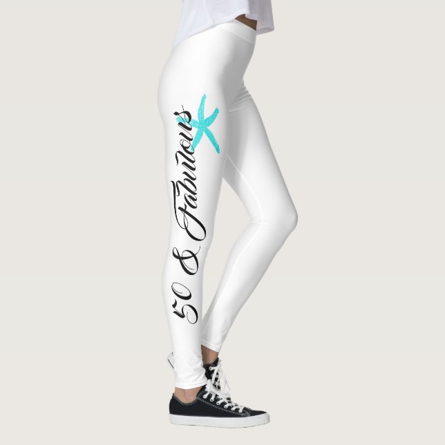 Leggings 50 y fabuloso Black White Verde azulado Blue Starf (Derecha)