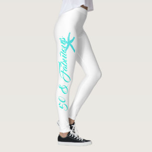 Leggings 50 y fabuloso White Verde azulado Blue Aqua Starfi