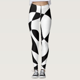 Leggings 60s Black and White Abstract