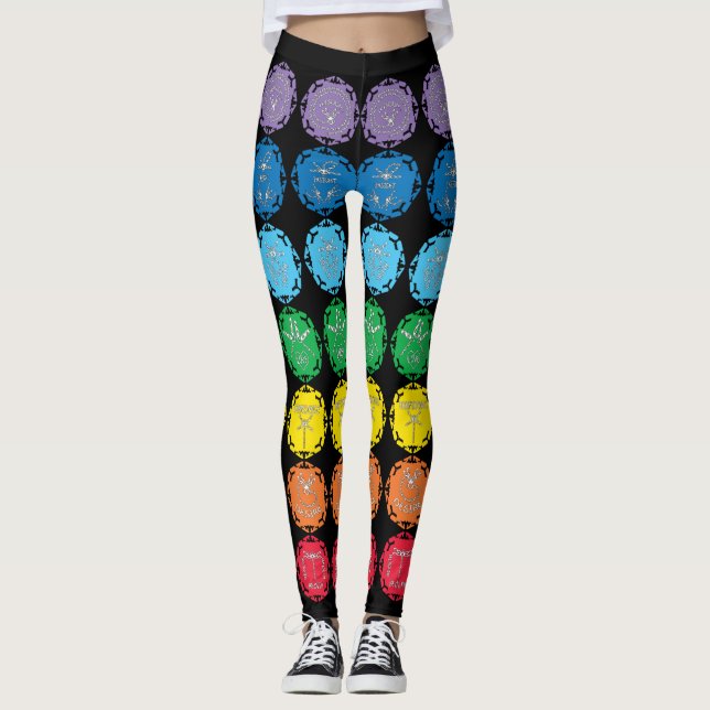 Leggings 7 Diseños de símbolos infinitos Chakras de libélul (Anverso)