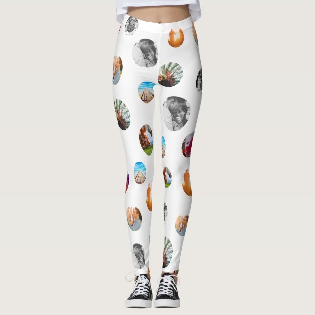 Leggings 8 Ejercicio blanco de plantilla de punto de polka  (Anverso)