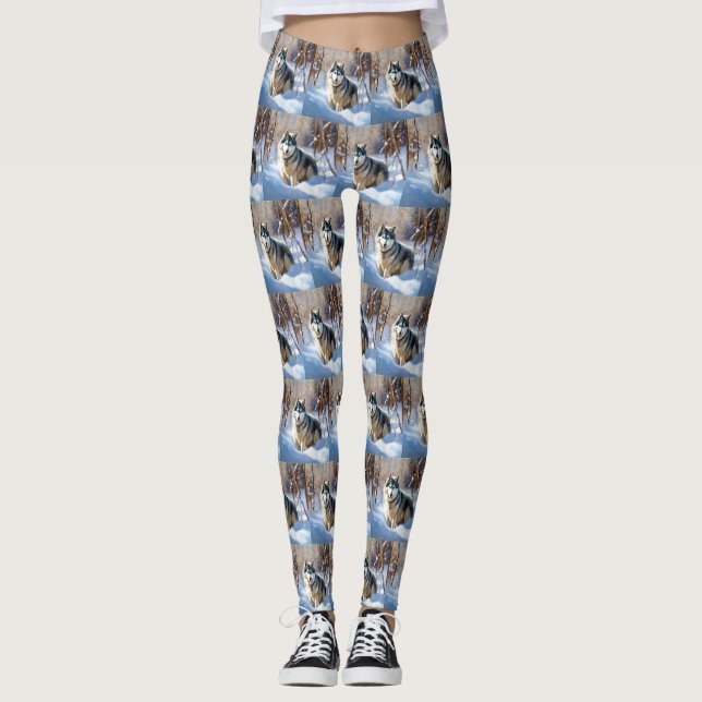 Leggings Aaskan Malamute deja que nieve Navidades (Anverso)