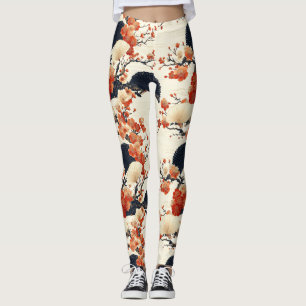 Leggings Abanico de Flor de Cerezo Japonesa Patrón (6)