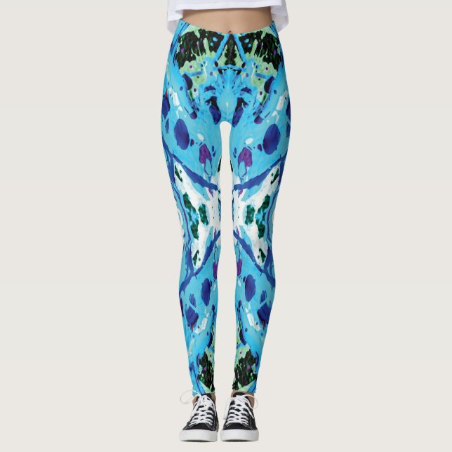 Leggings Abastecimiento de la biología marina azul y verde (Anverso)