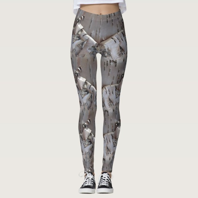 Leggings Abedul Rizado Corteza Árbol Rústico (Anverso)