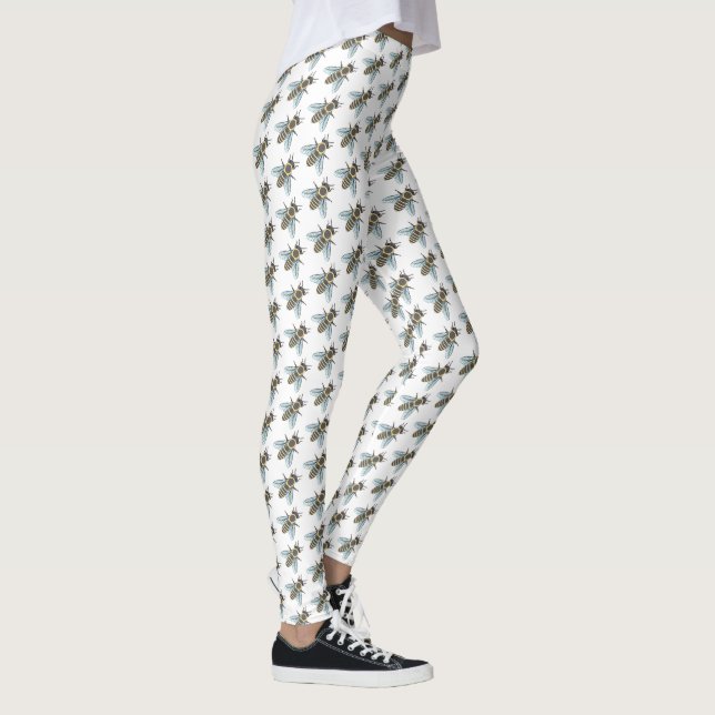 Leggings Abeja de miel (blanca) - Piernas interminables (Derecha)