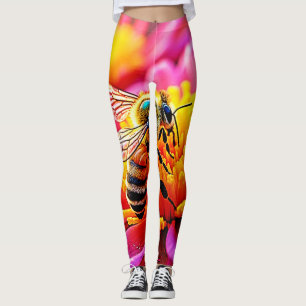 Leggings Abeja vibrante en diseño de florecimiento