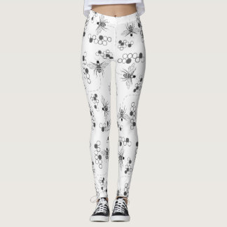 Leggings Abejas de la miel y polainas blancos y negros del