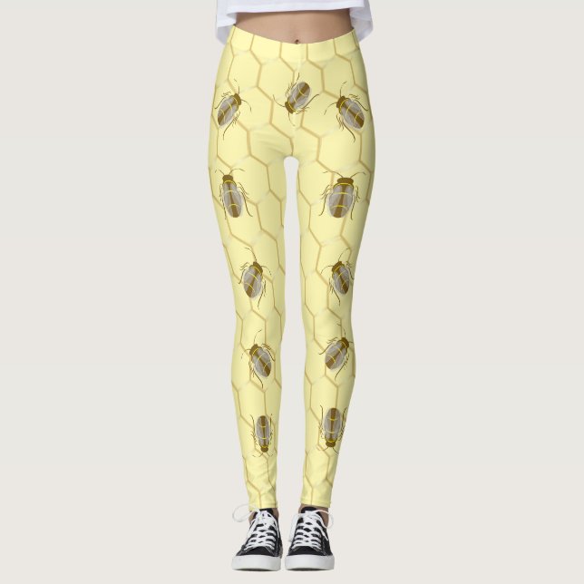 Leggings Abejas En Amarillo De Honeycomb (Anverso)