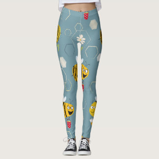 Leggings Abejas Polinizantes, Escena Jardín Floriente.