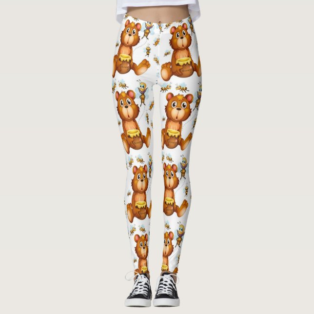 Leggings Abejas Voladoras Con Un Oso De Miel (Anverso)