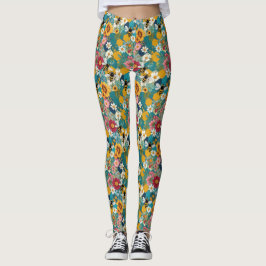 Leggings Abejas y Florales Patrón de abeja flor