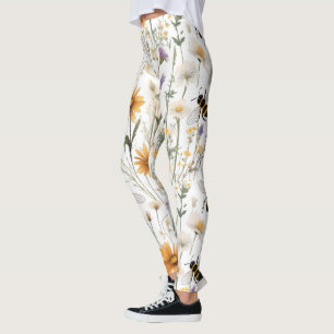 Leggings Abejas Y Flores Silvestres,
