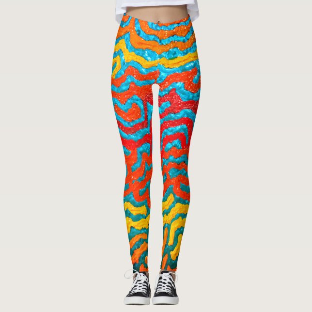 Leggings ABL - 0288 - Mar abstracto - Piernas (Anverso)