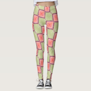 Leggings ABL - 069 - Mariposa verde y salmón