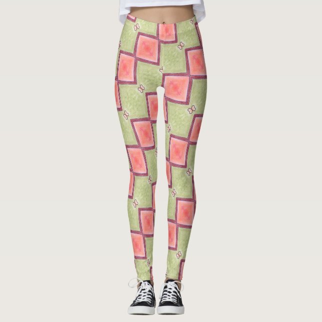 Leggings ABL - 069 - Mariposa verde y salmón (Anverso)